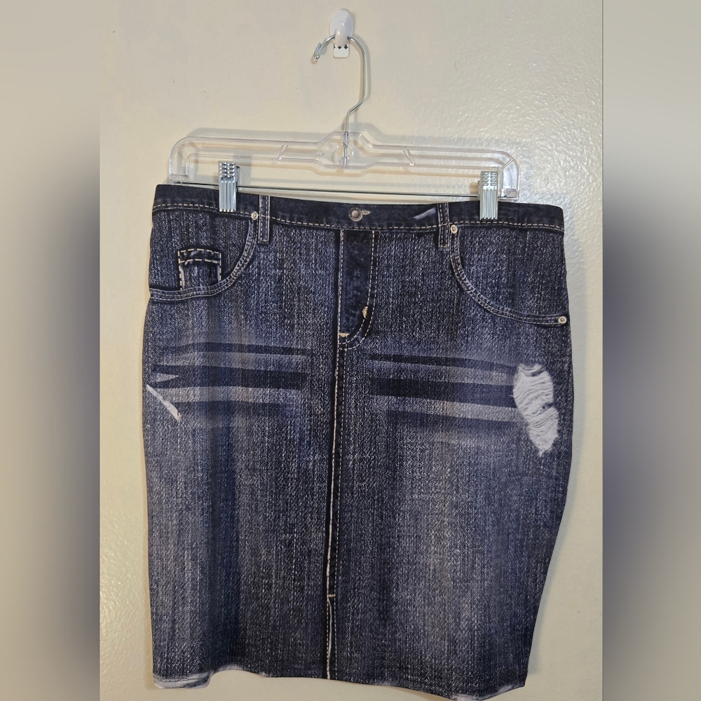 Denim NON JEAN Distressed Skirt